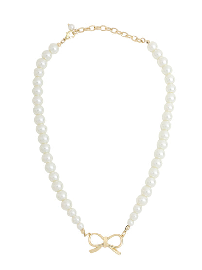 Prita by Priyaasi Pretty Bow Pearl Gold-Plated Necklace