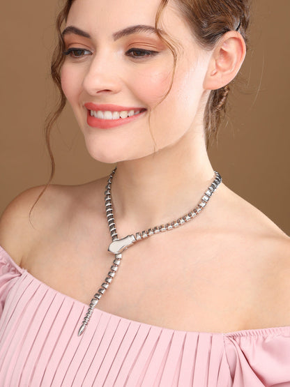 Prita by Priyaasi Stunning Snake Silver-Plated Open Necklace