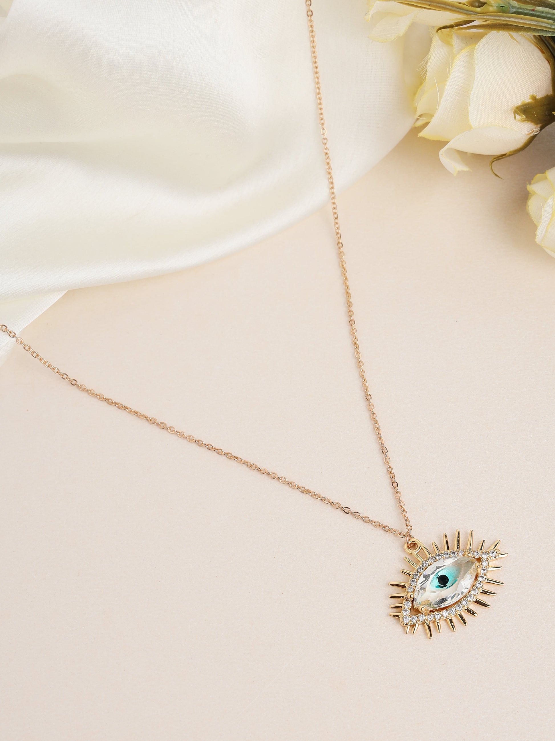 Prita by Priyaasi Studded Evil Eye Link Chain Gold-Plated Necklace
