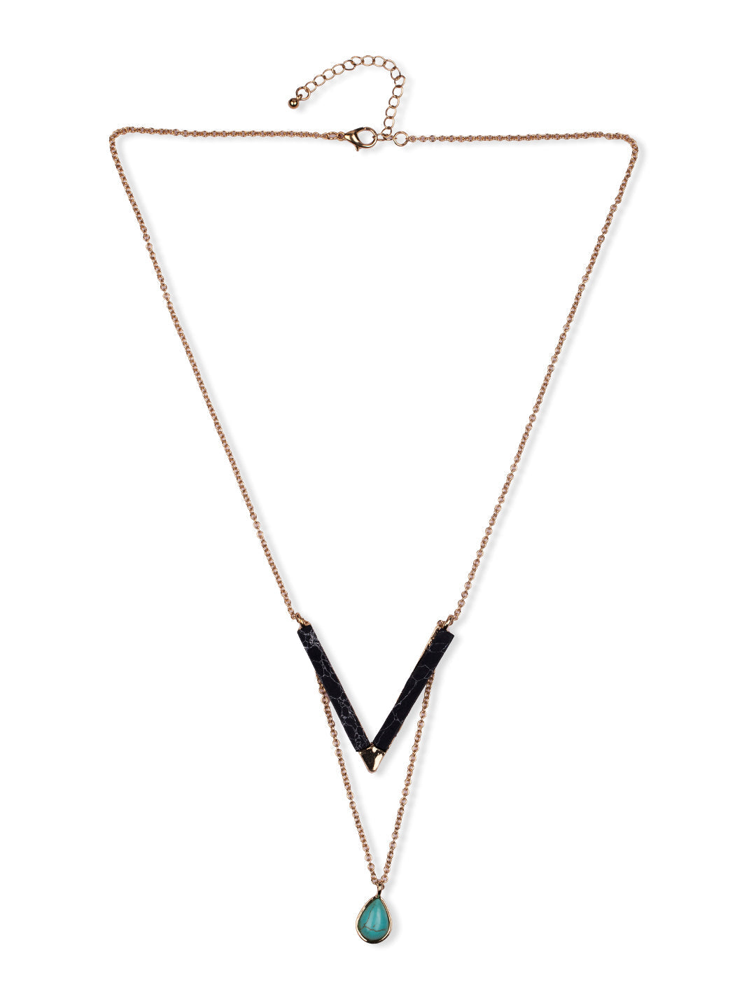 Prita by Priyaasi V Shaped Stone Gold Plated Necklace