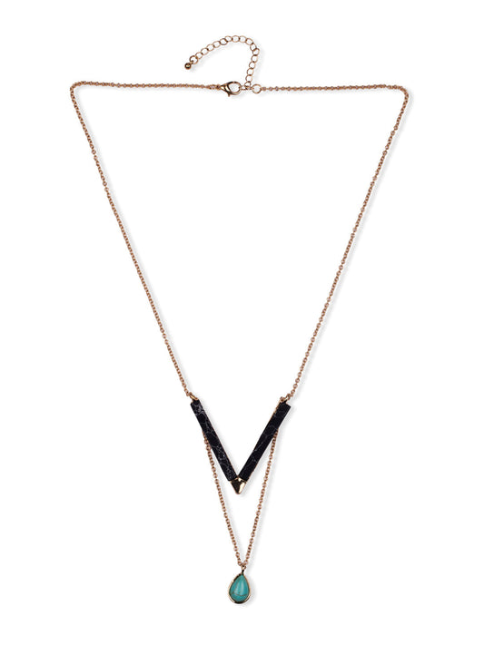 Prita by Priyaasi V Shaped Stone Gold Plated Necklace