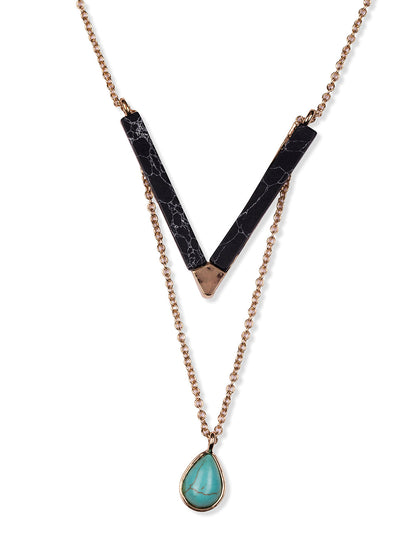 Prita by Priyaasi V Shaped Stone Gold Plated Necklace