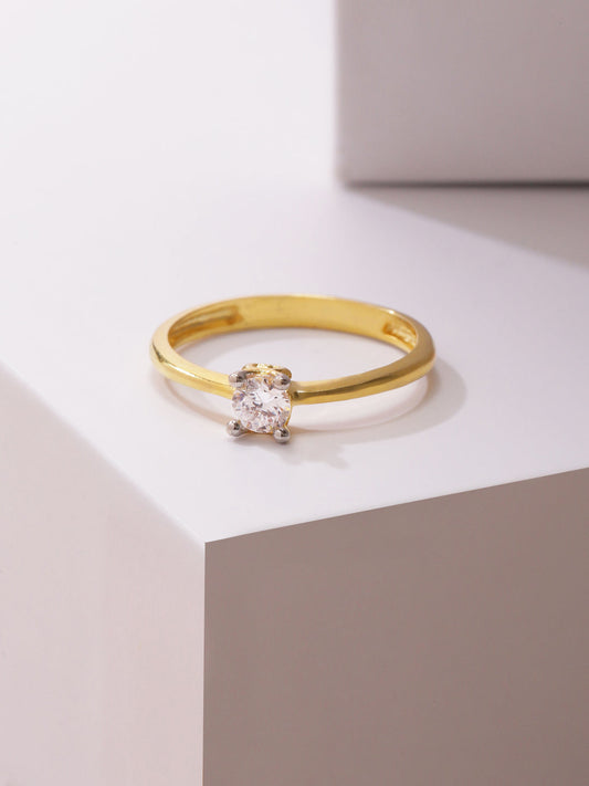 Gold Plated American Diamond Studded Lightweight Party Wear Finger Ring