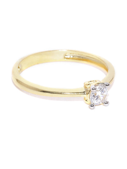 Gold Plated American Diamond Studded Lightweight Party Wear Finger Ring