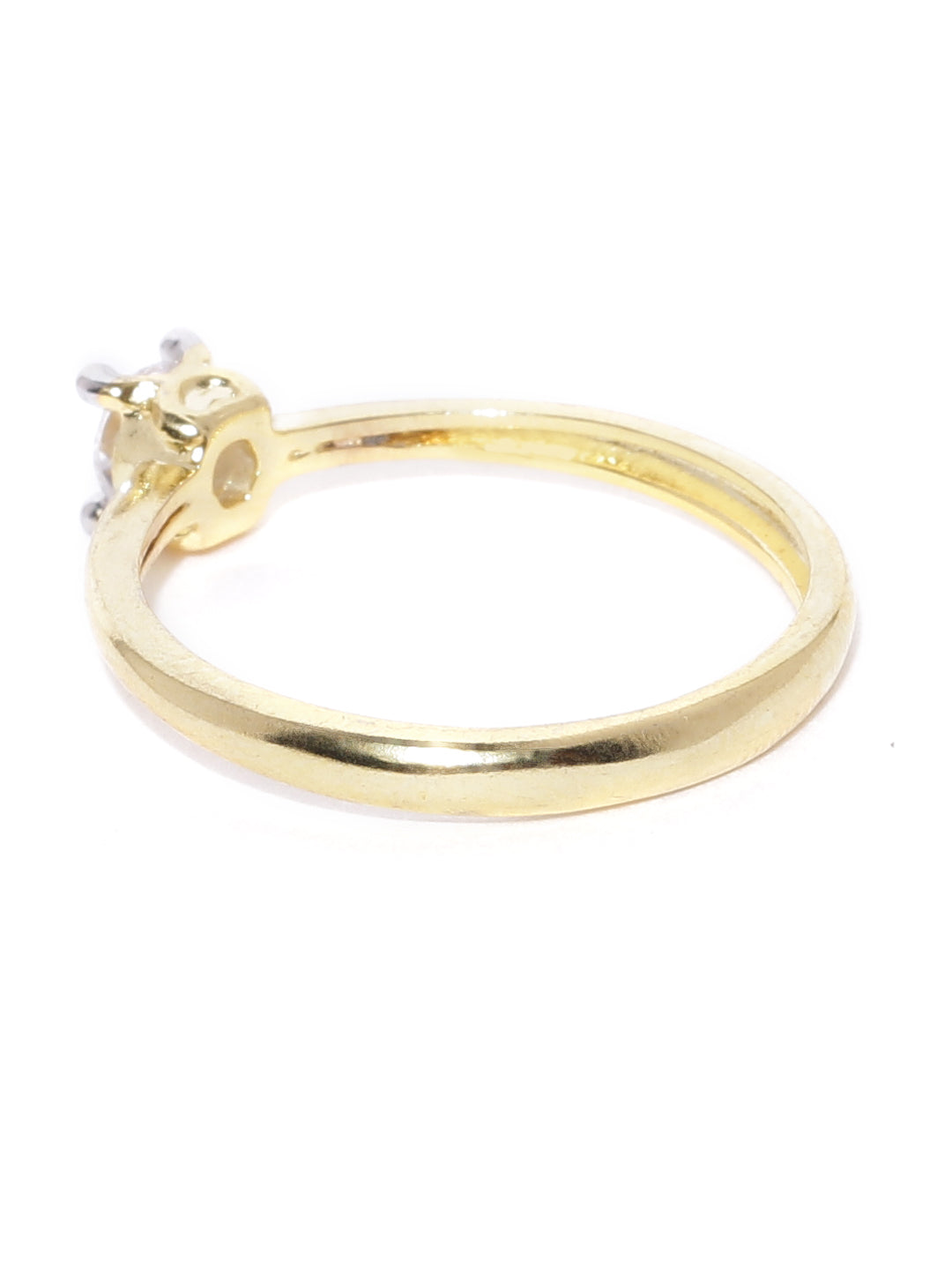 Gold Plated American Diamond Studded Lightweight Party Wear Finger Ring
