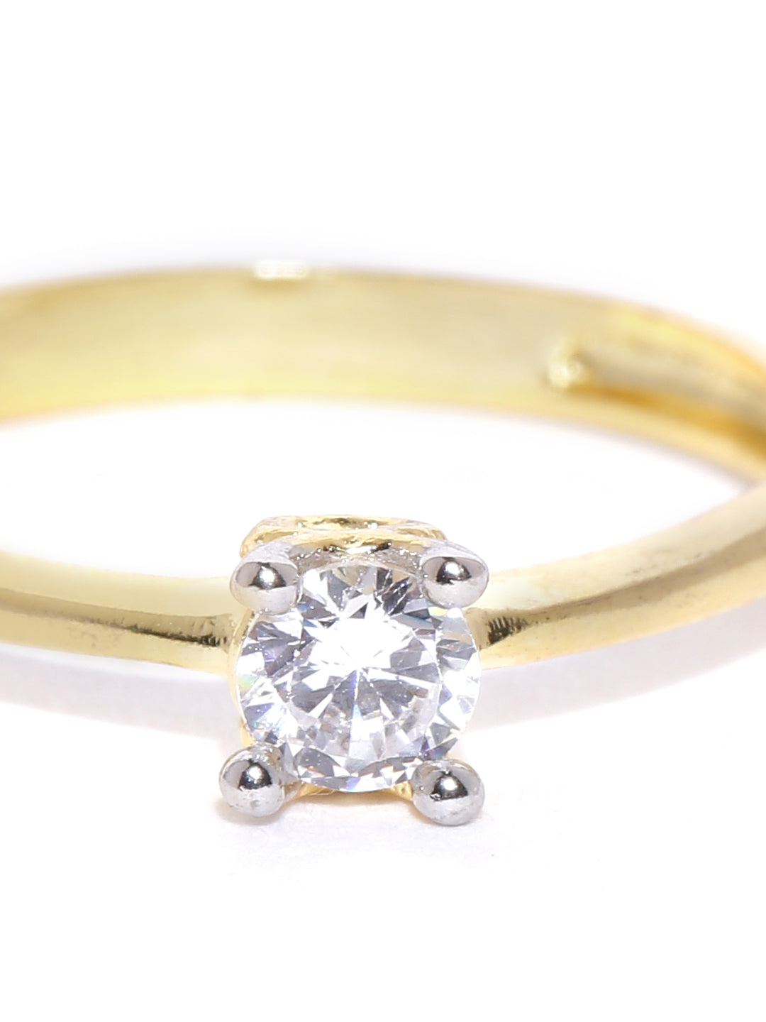 Gold Plated American Diamond Studded Lightweight Party Wear Finger Ring