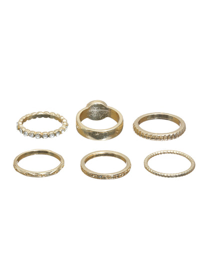 Prita Stylish Gold Plated Ring Set of 6