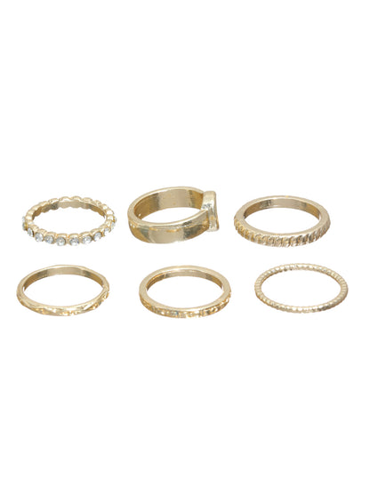 Prita Stylish Gold Plated Ring Set of 6