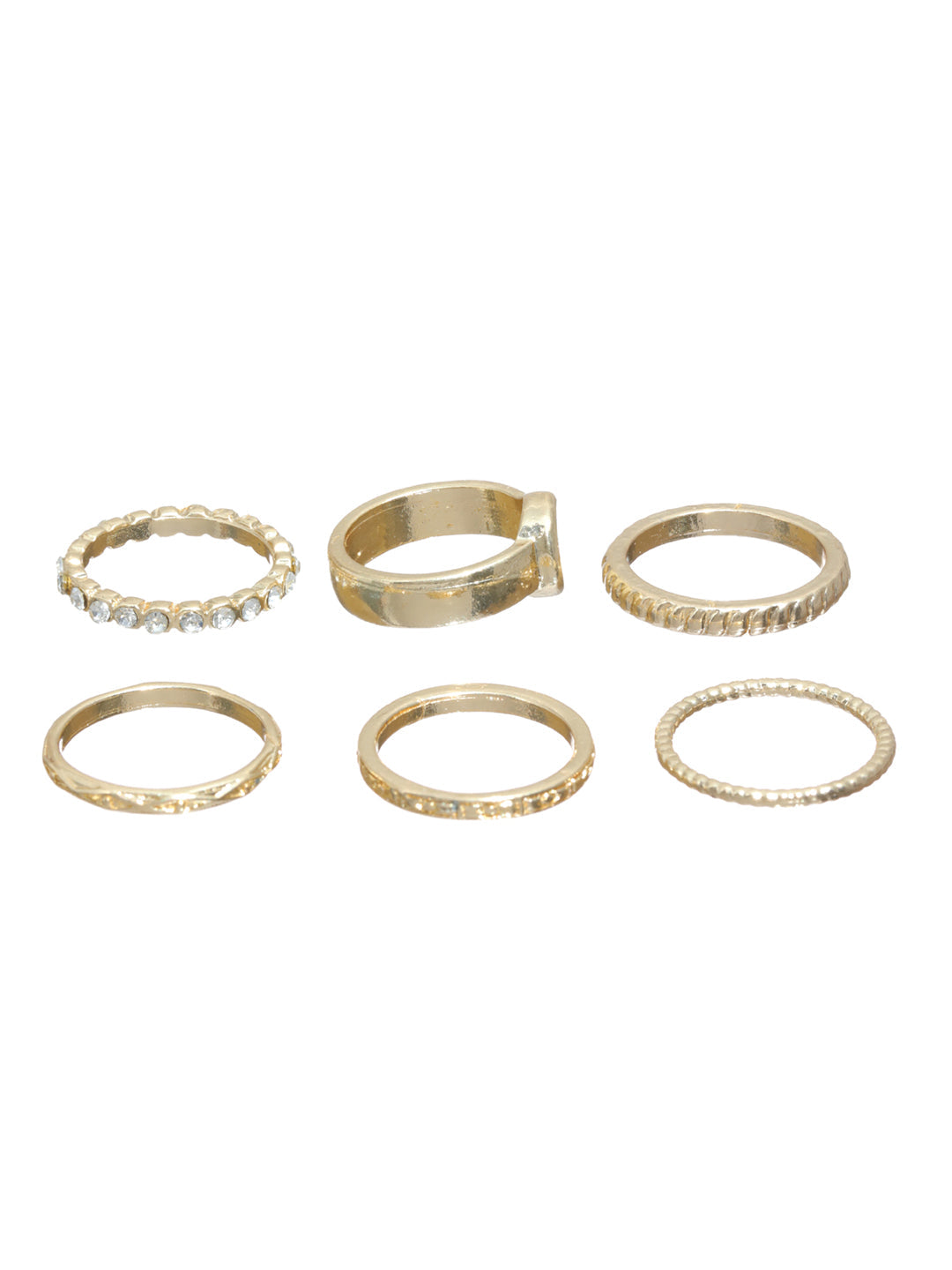 Prita Stylish Gold Plated Ring Set of 6