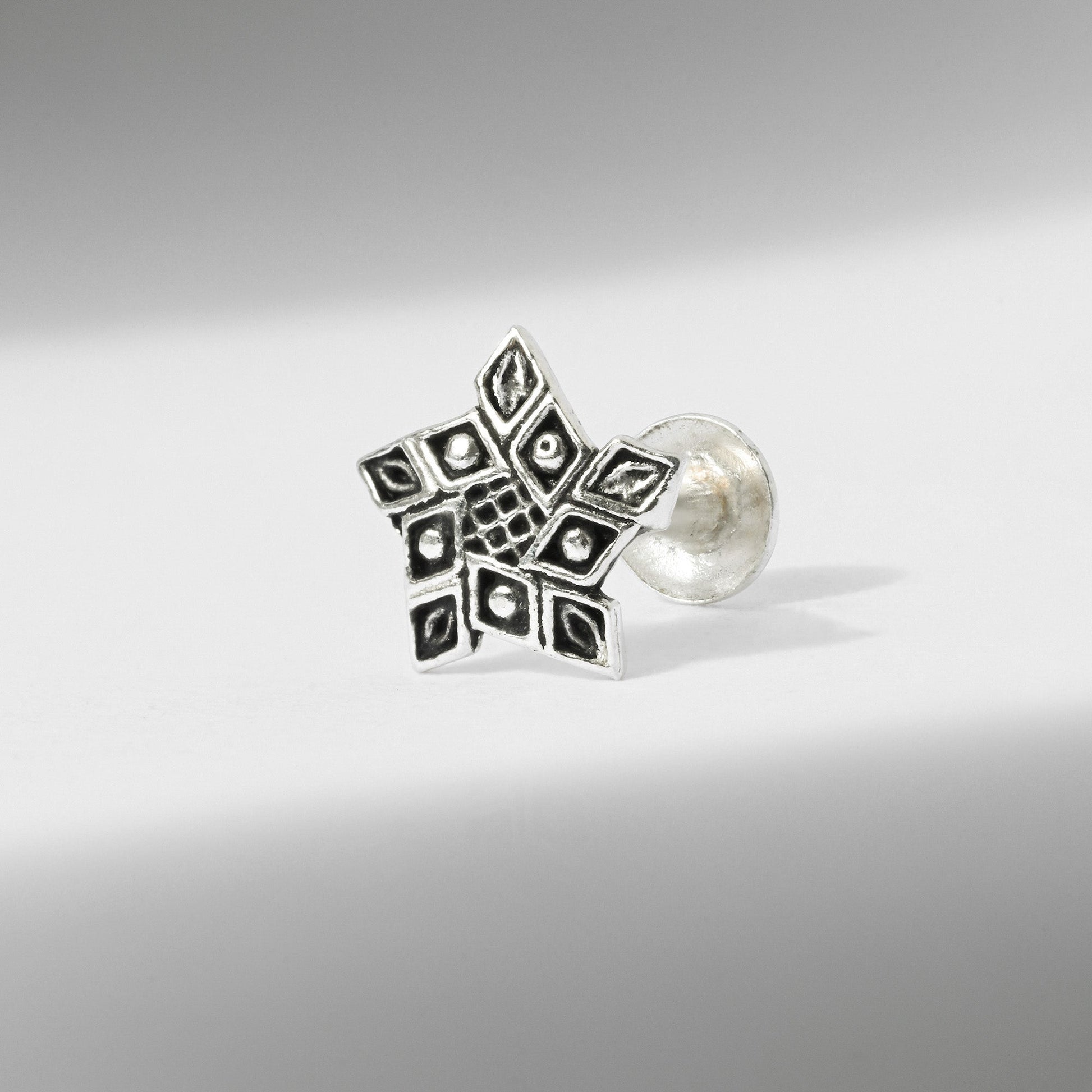 Panch-Tara Oxidised Silver Nose Pin