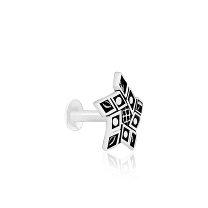 Panch-Tara Oxidised Silver Nose Pin