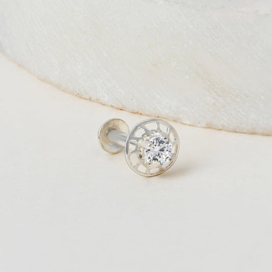 Openwork Bloom Silver Nose Pin