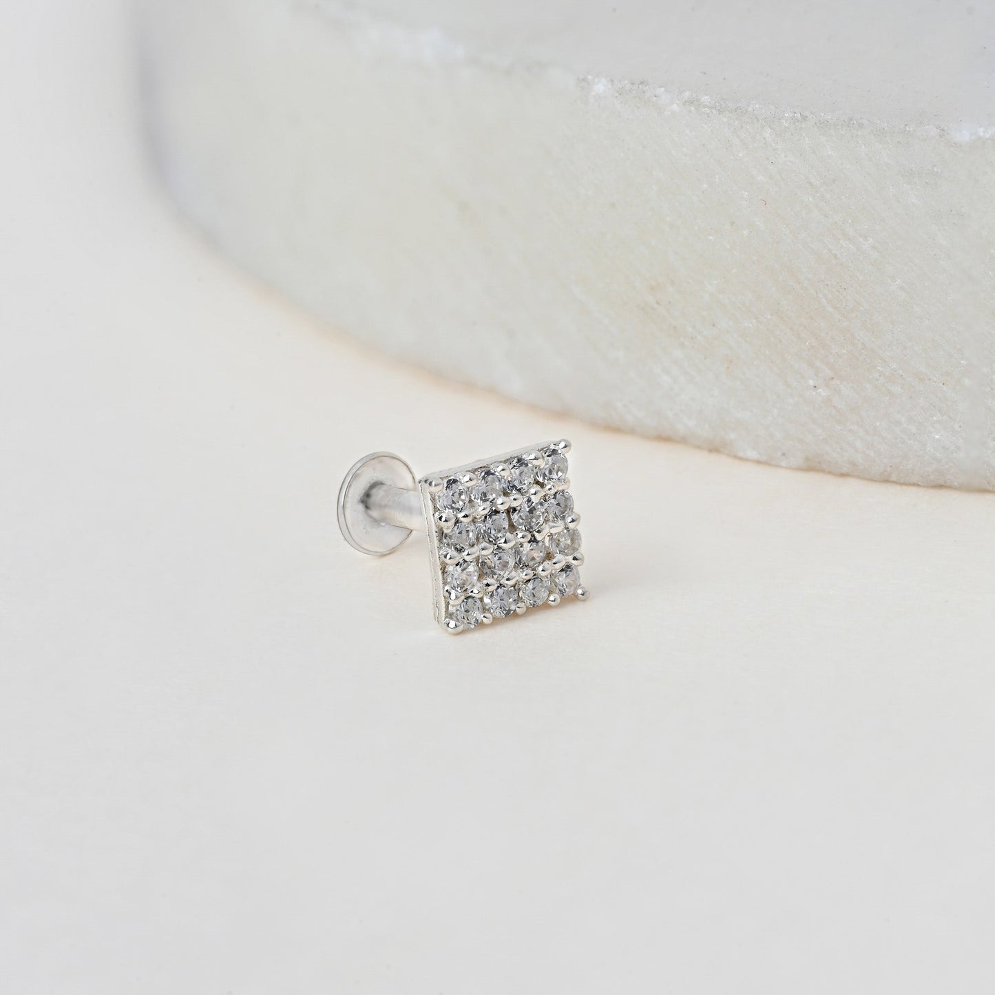 Diamond Cluster Silver Nose Pin