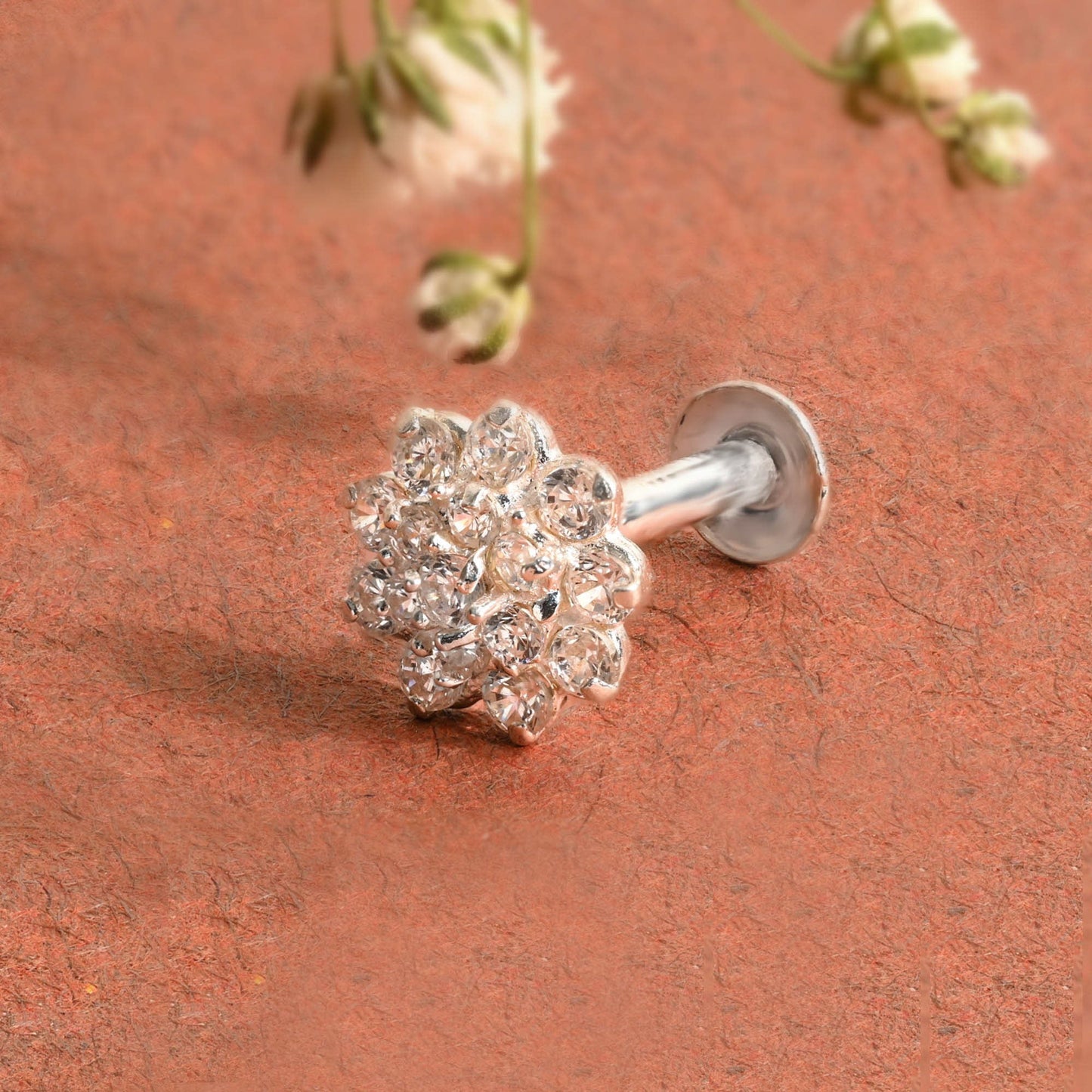 Floral Cluster Silver Nose Pin