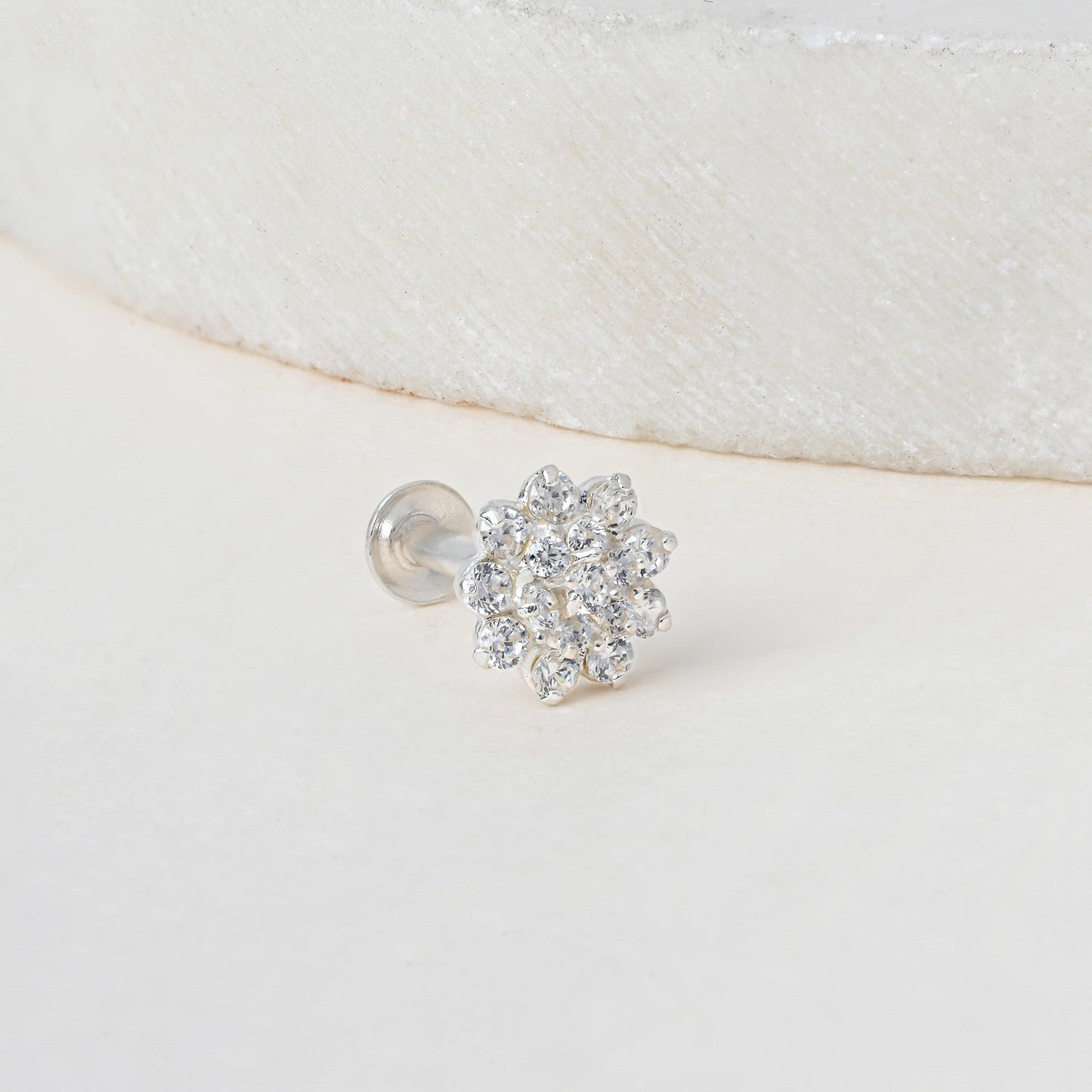 Floral Cluster Silver Nose Pin