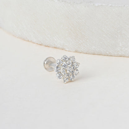 Floral Cluster Silver Nose Pin