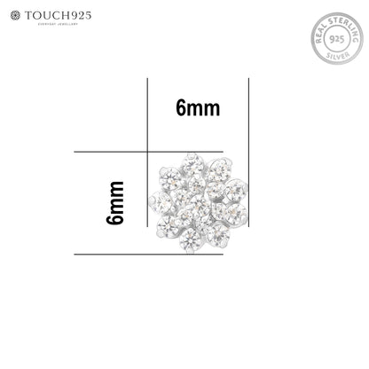 Floral Cluster Silver Nose Pin