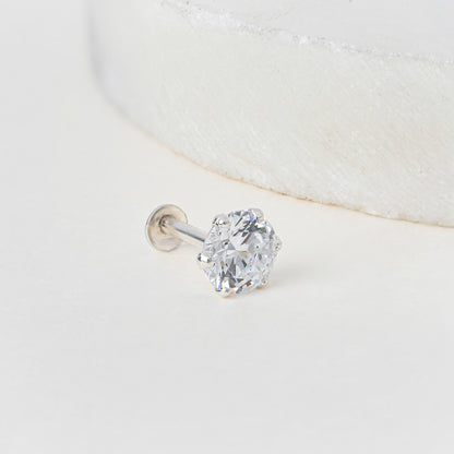 Solitaire Spark Silver Nose Pin