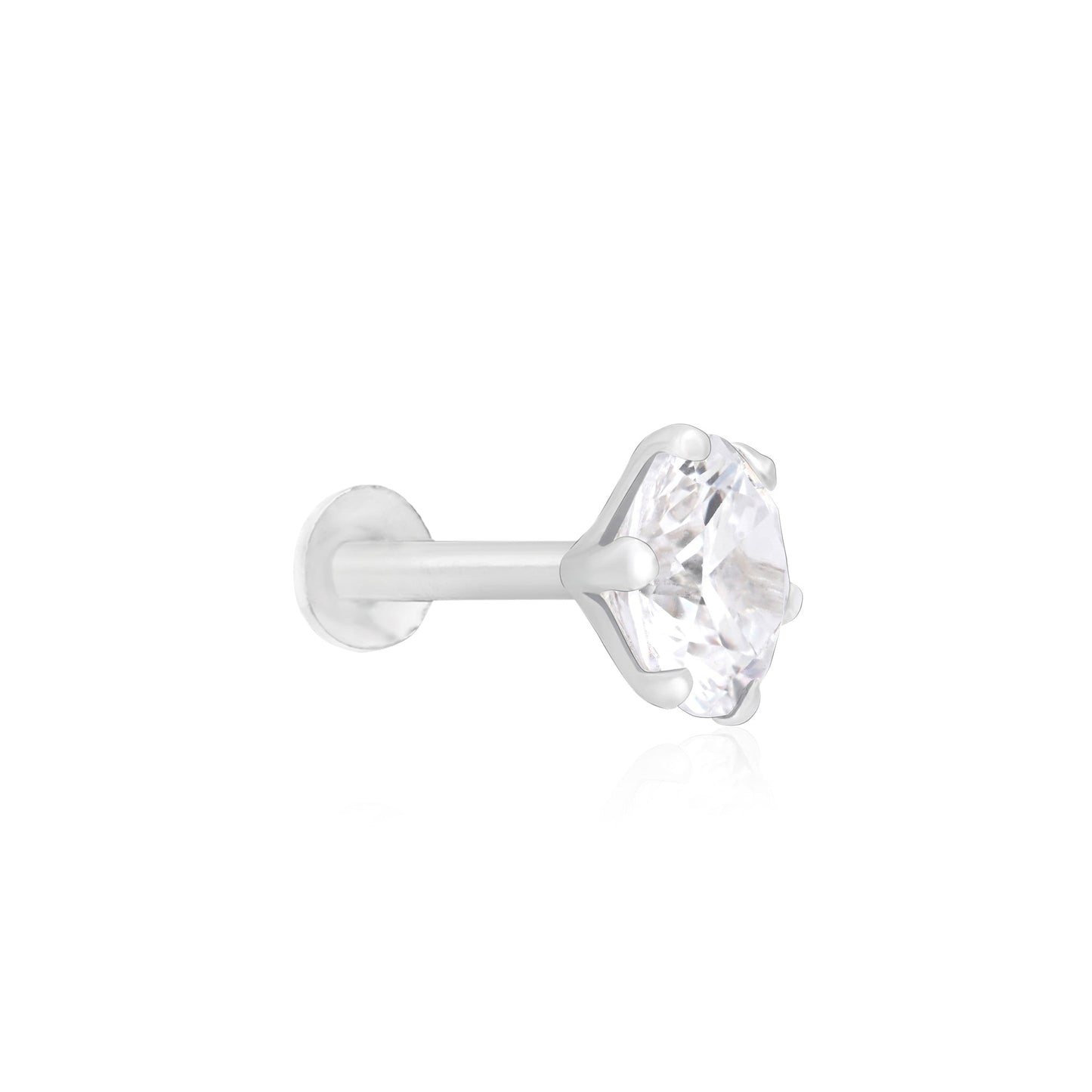 Solitaire Spark Silver Nose Pin