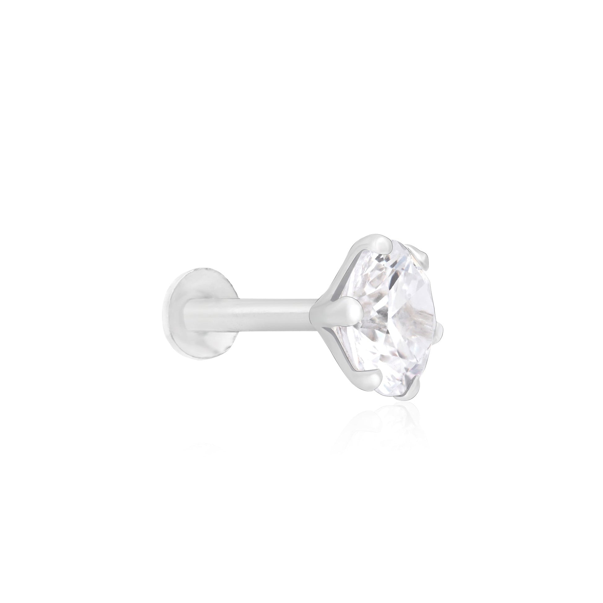Solitaire Spark Silver Nose Pin