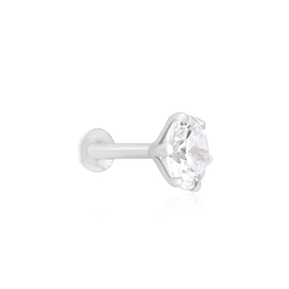 Solitaire Spark Silver Nose Pin