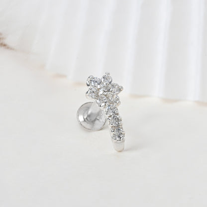 Floral Drop Silver Nose Pin