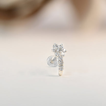 Floral Drop Silver Nose Pin