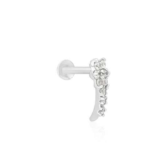 Floral Drop Silver Nose Pin