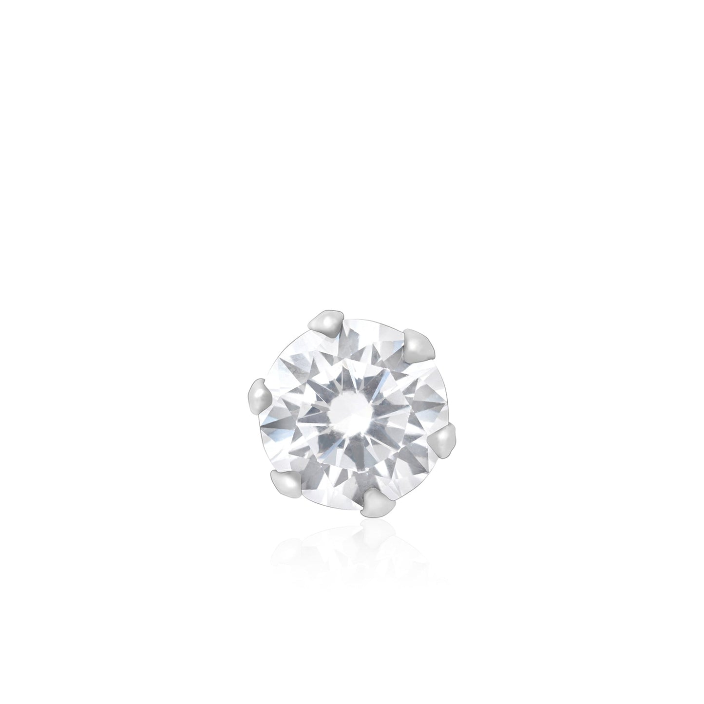 Solitaire Glow Silver Nose Pin
