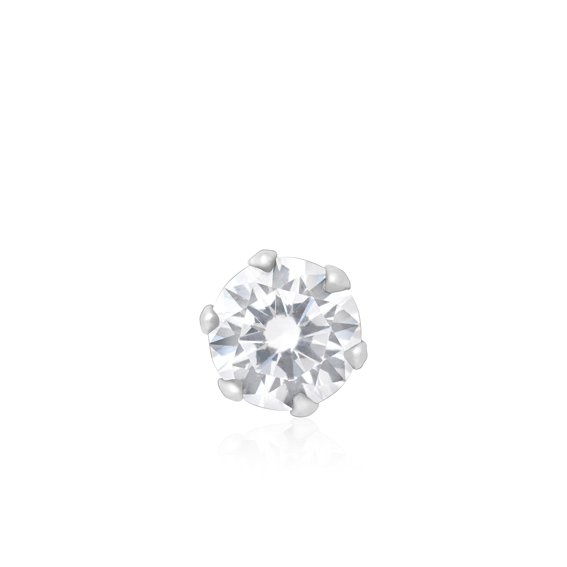 Solitaire Glow Silver Nose Pin