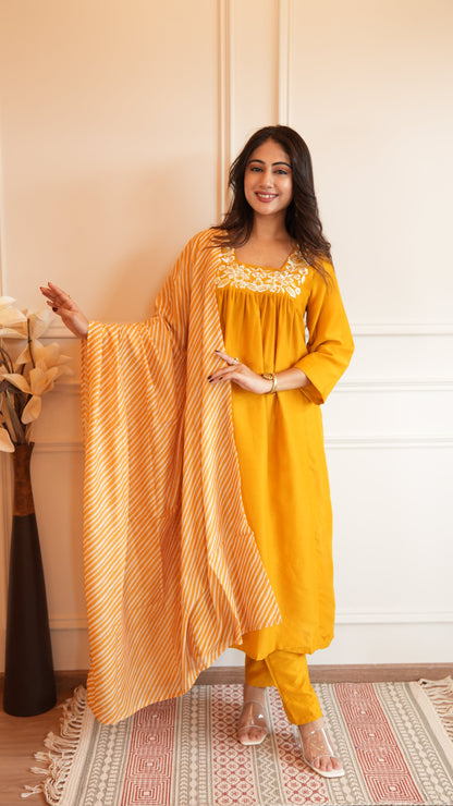 New Printed Kurta Pant Set Blue