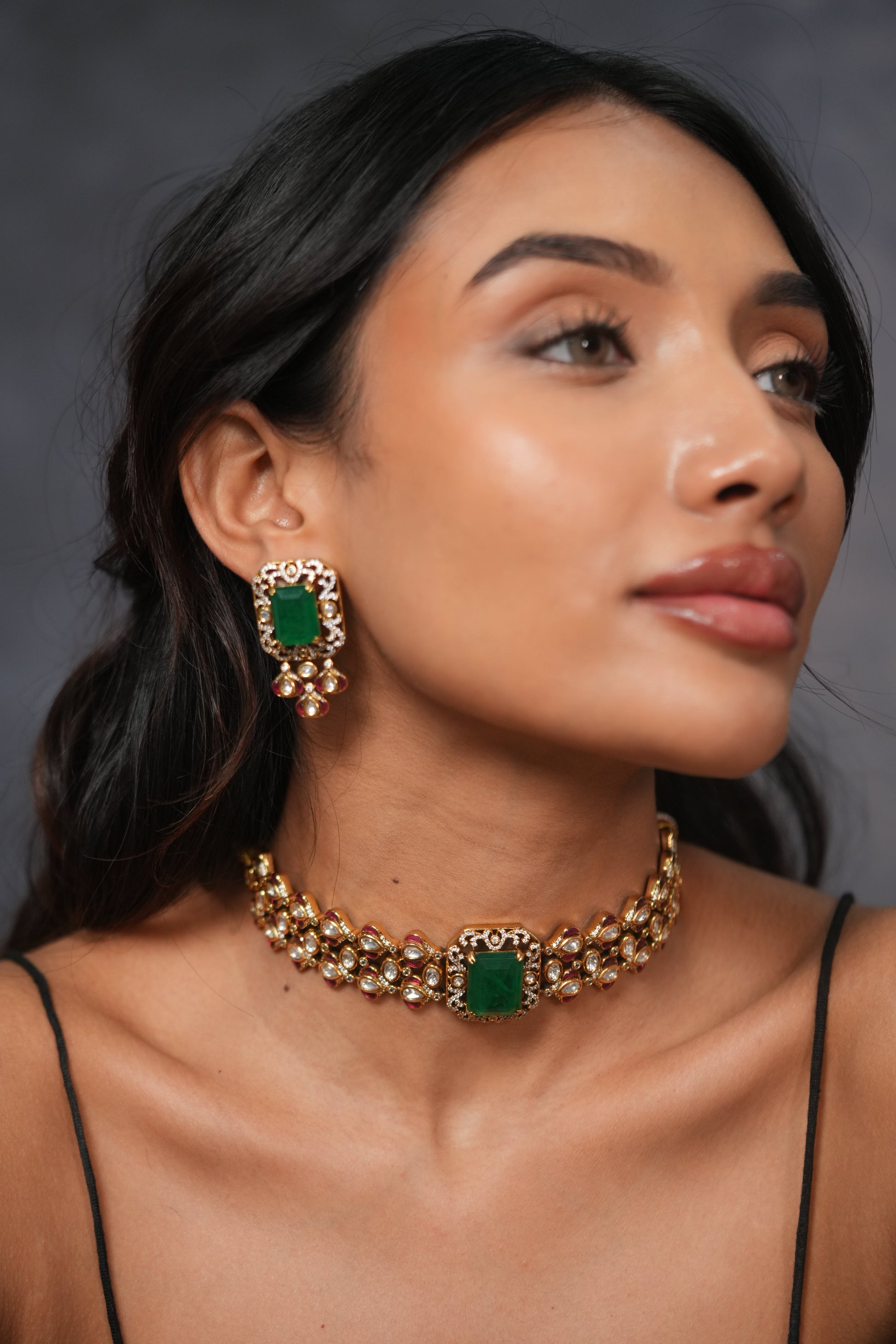 Anokhi Moissanite Polki Uncut Choker Set | IndoWestern