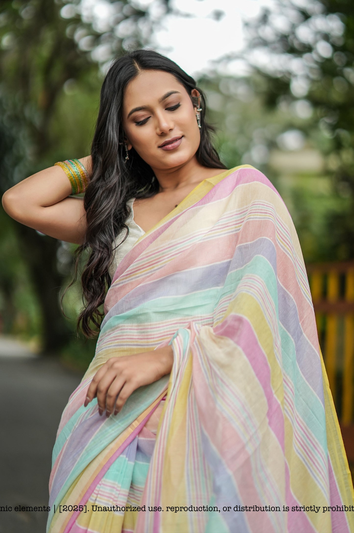 Mul Cotton Saree Summer Sorbet Striped