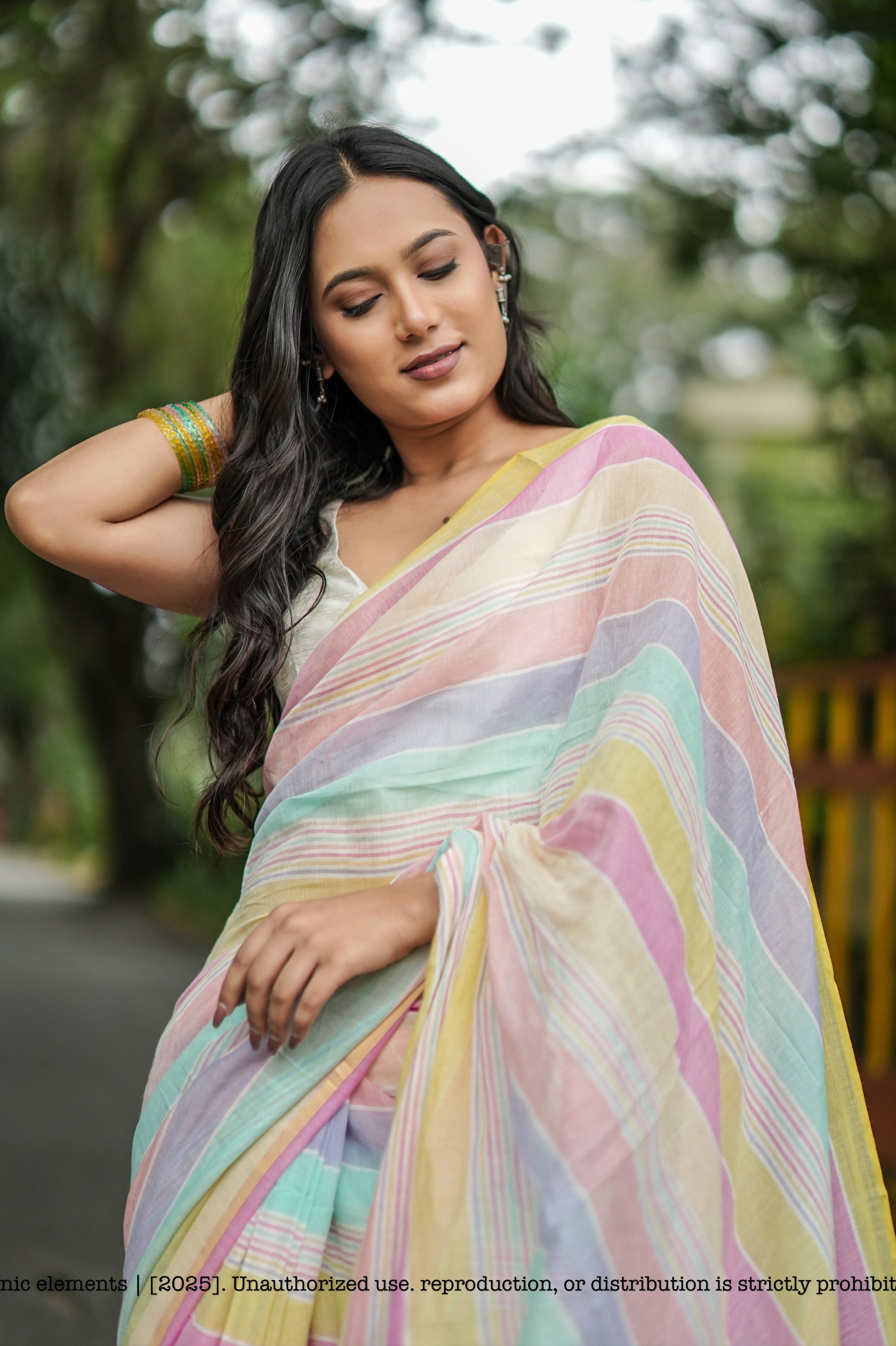 Mul Cotton Saree Summer Sorbet Striped