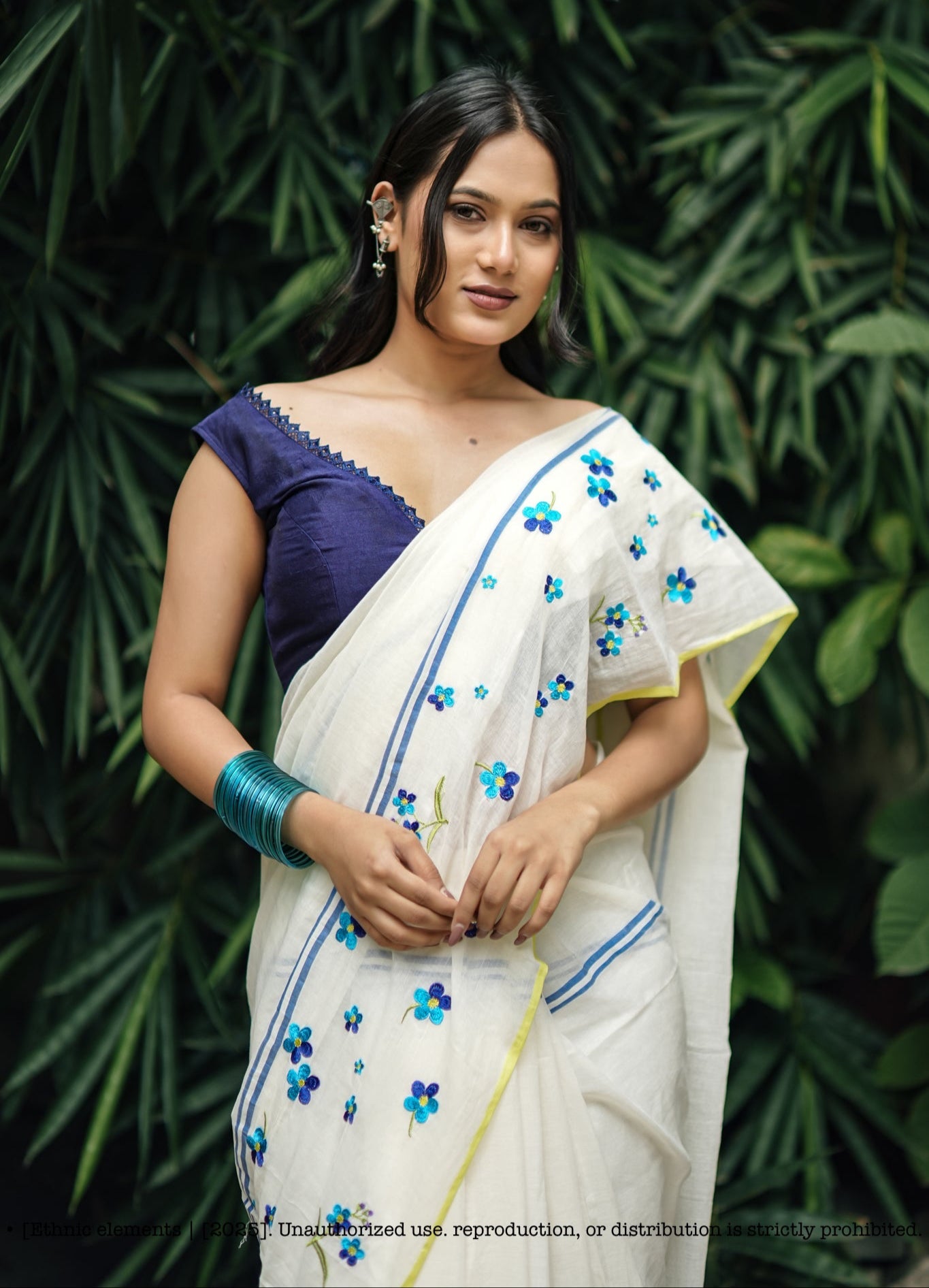 Blooms Mul Cotton Embroidered Saree
