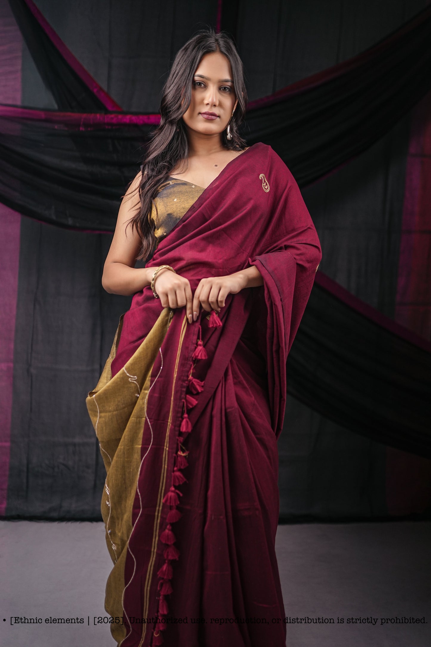 Mul Cotton Cut Dana Hand Embroidered - Rose