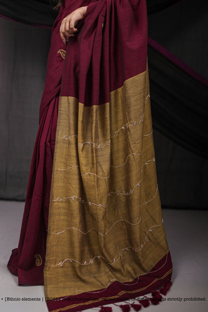 Mul Cotton Cut Dana Hand Embroidered - Rose
