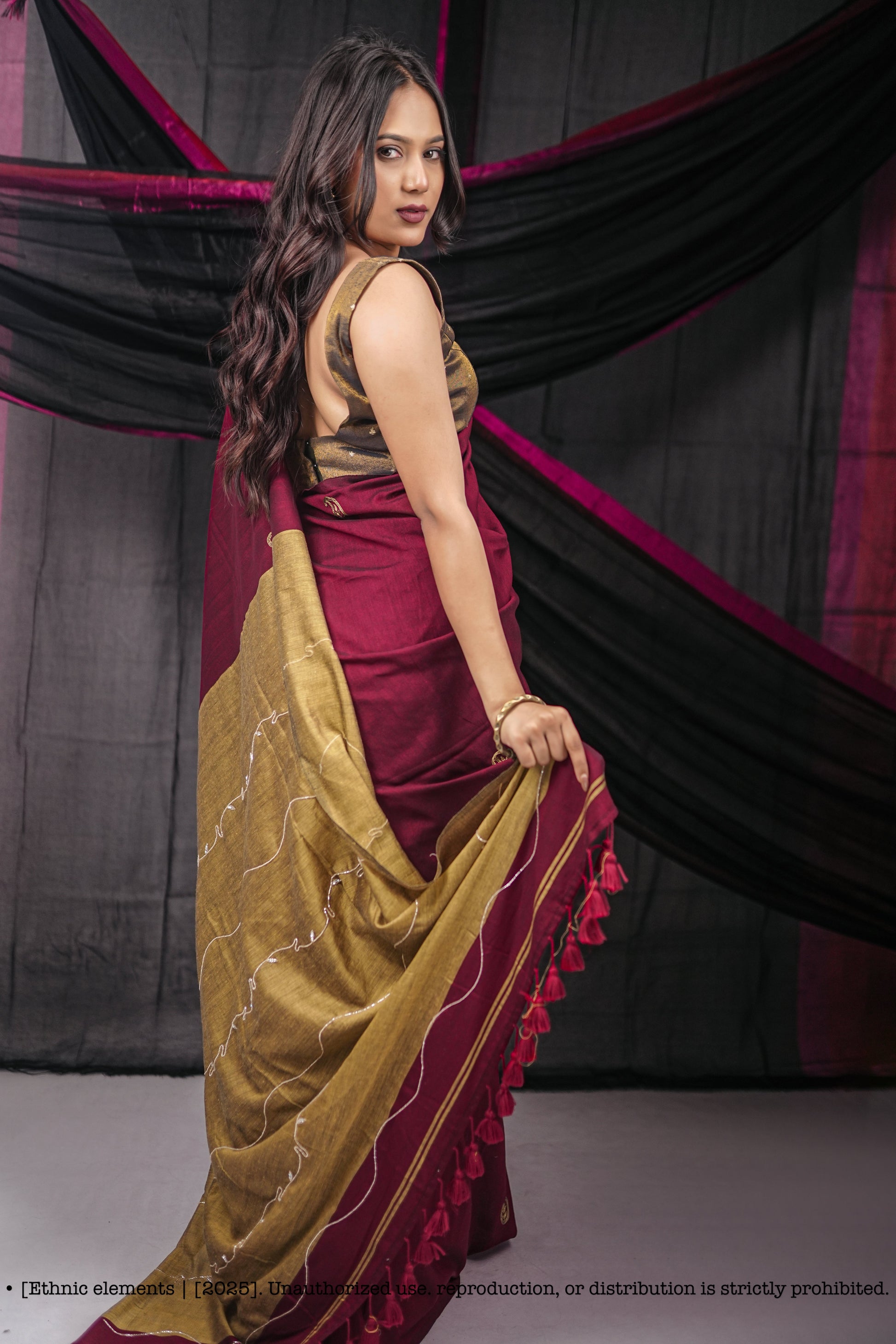 Mul Cotton Cut Dana Hand Embroidered - Rose