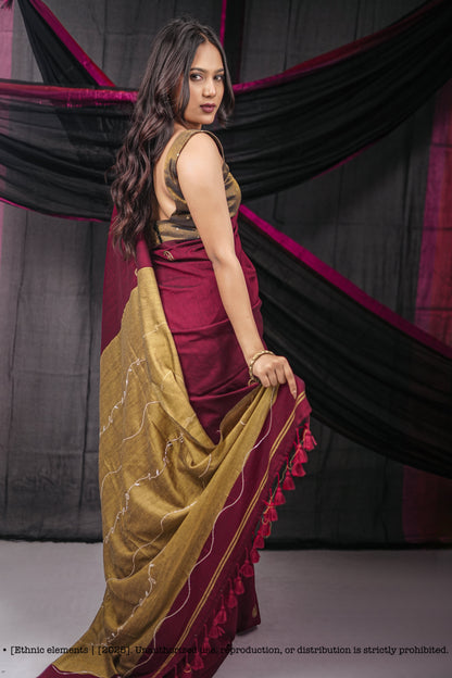 Mul Cotton Cut Dana Hand Embroidered - Rose