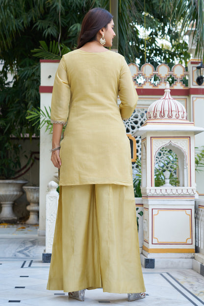 Elegant Pastel Embroidered Kurta Palazzo Set with Dupatta – Ethnic Party Wear Suit