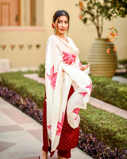 Raspberry Handpainted Suit Set