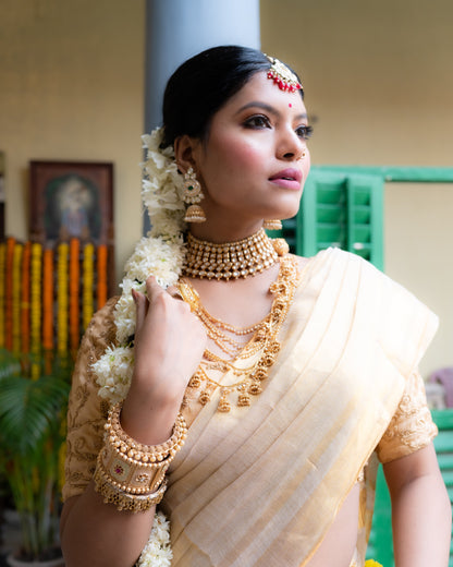 Mul Cotton Tissue Saree - Golden Glow