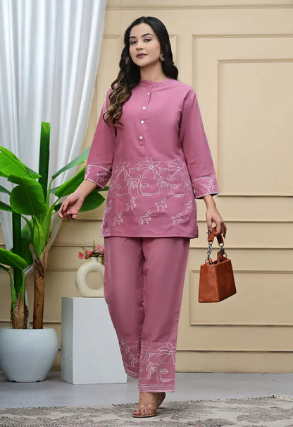 New Printed Kurta Pant Set Blue