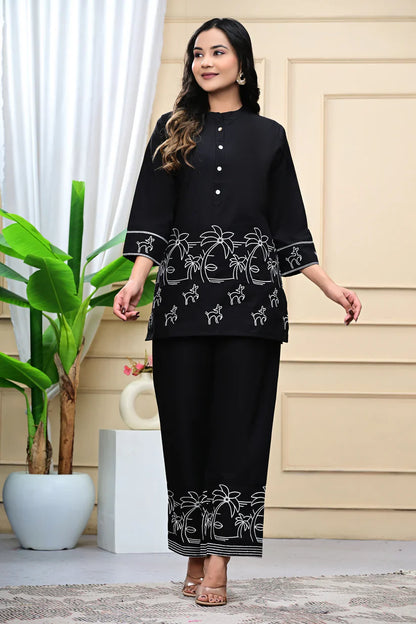 New Printed Kurta Pant Set Blue