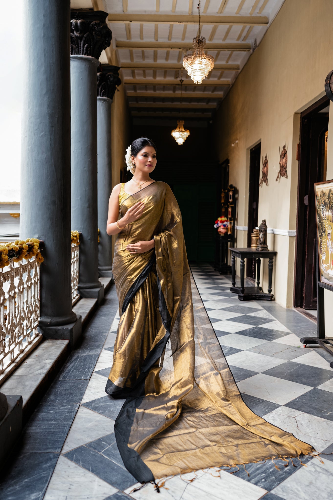 Mul Cotton Saree With Tissue Glow
