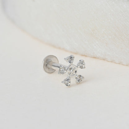 Floral Orbit Silver Nose Pin