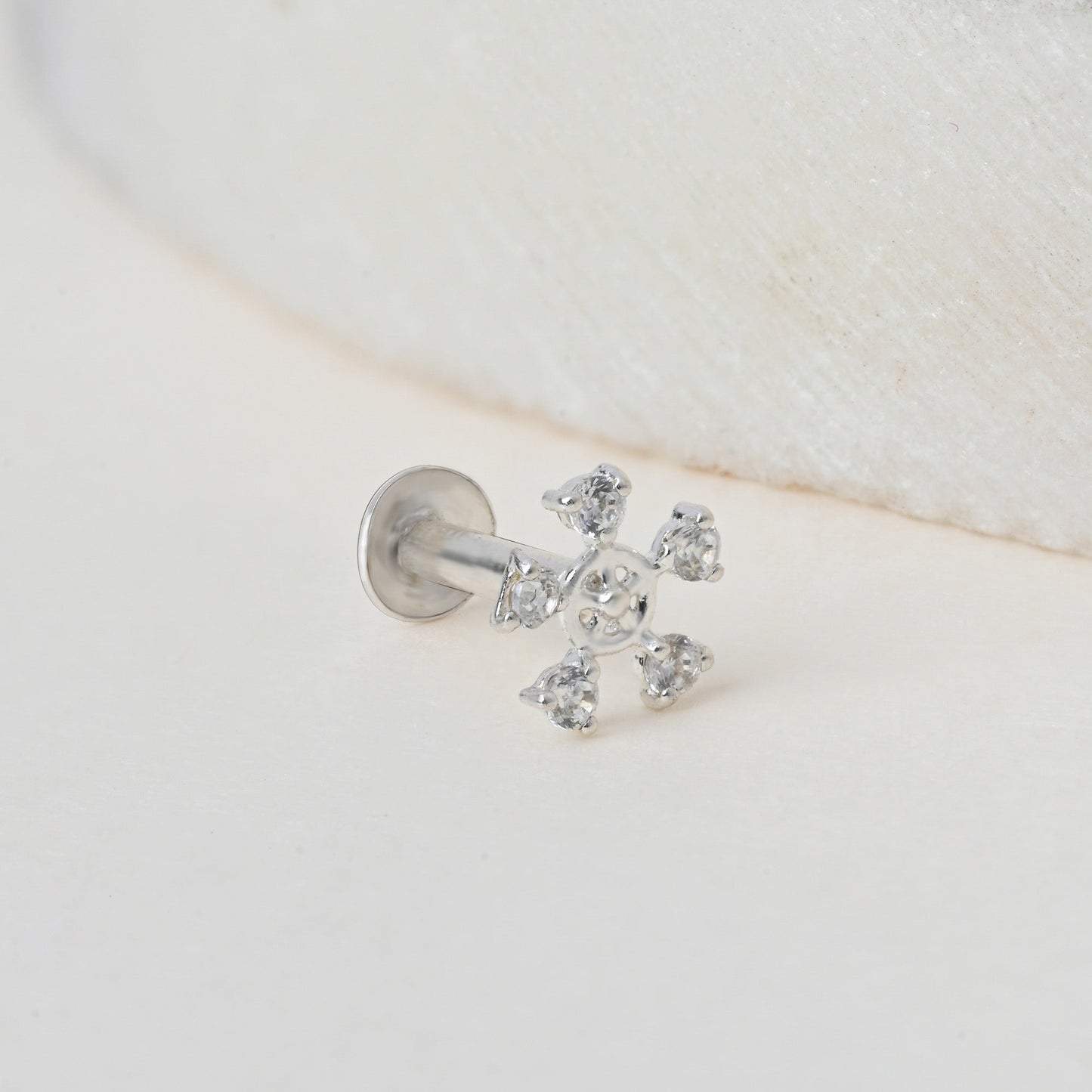 Floral Silver Nose Pin
