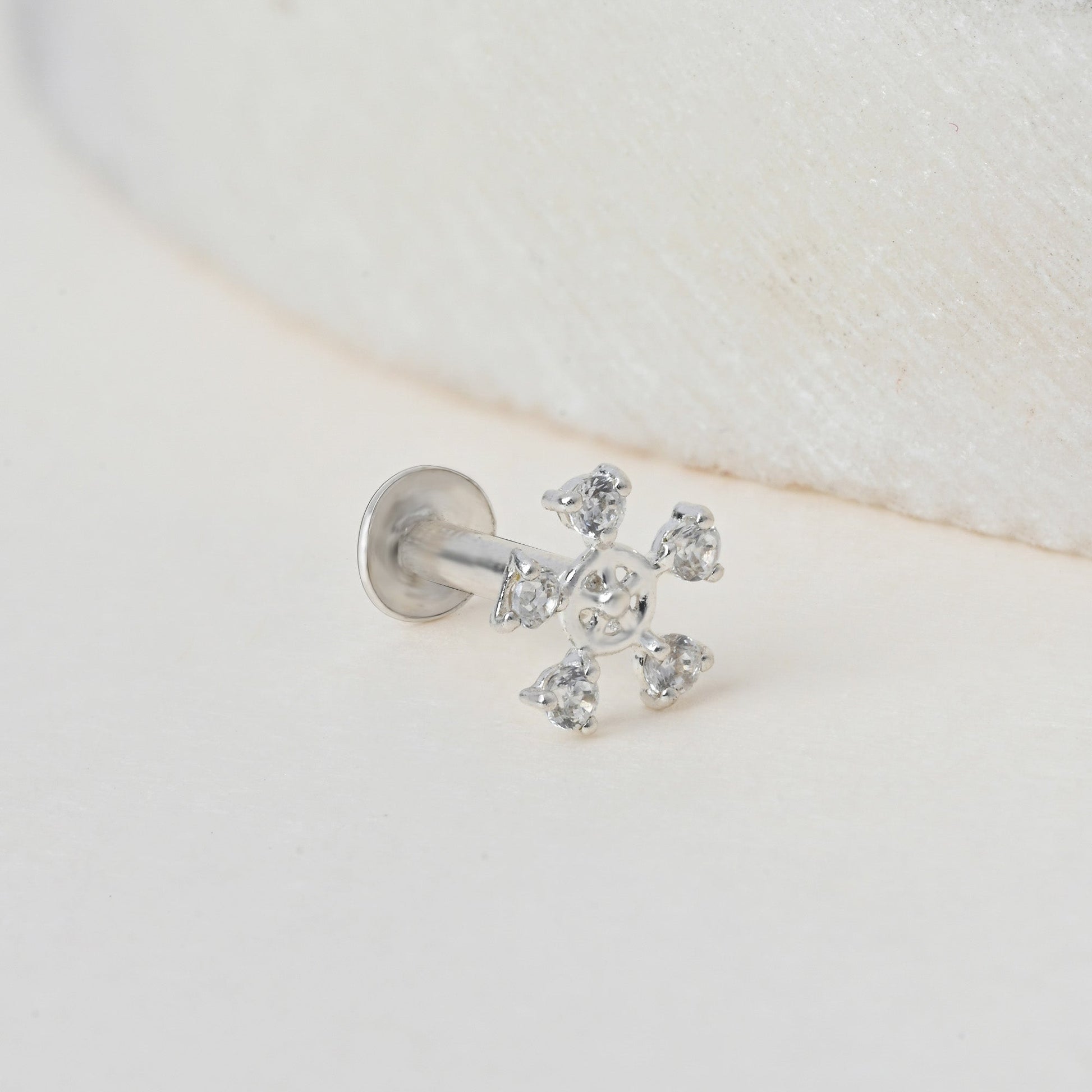 Floral Silver Nose Pin