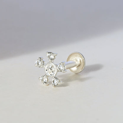 Floral Silver Nose Pin