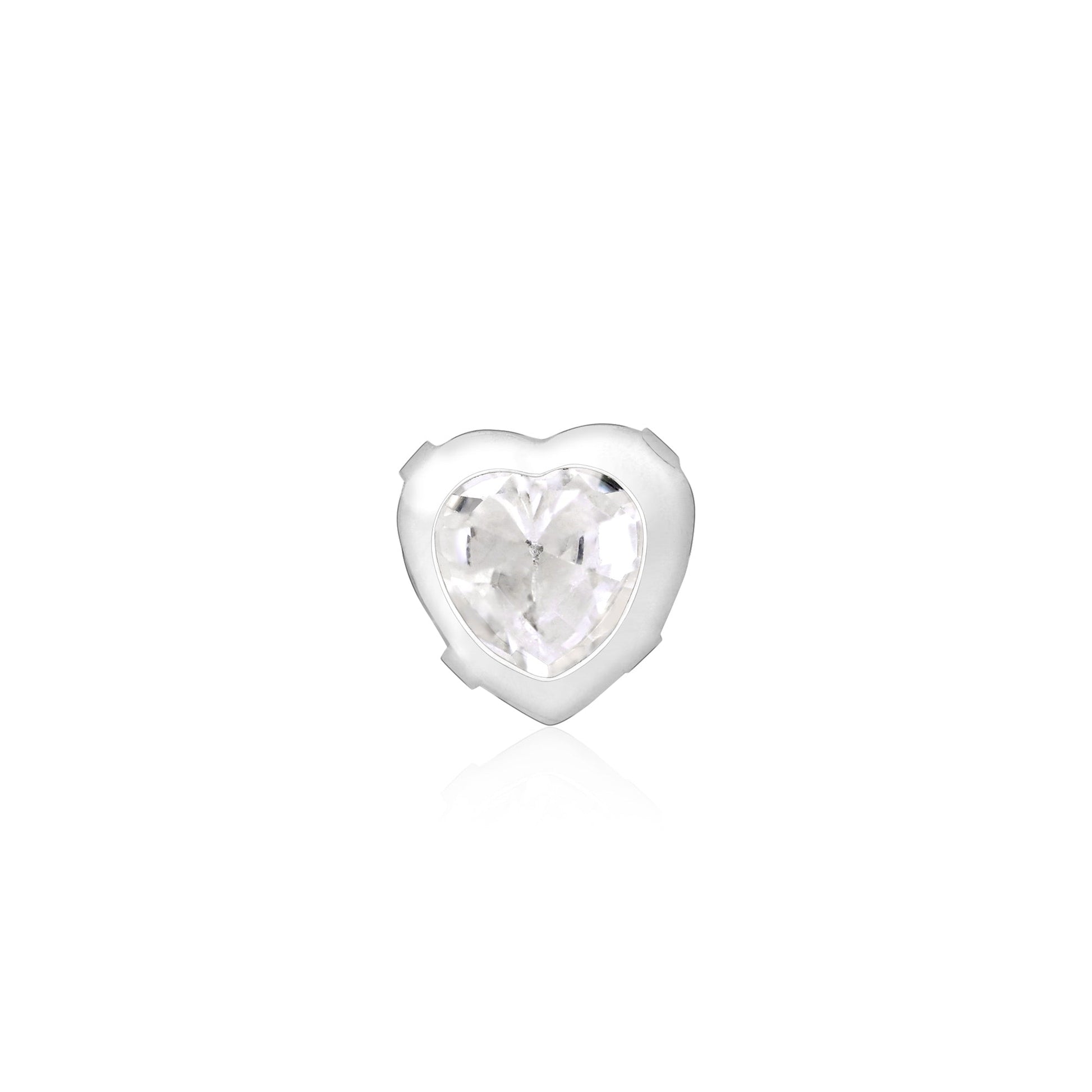 Bezel Heart-Stone Silver Nose Pin